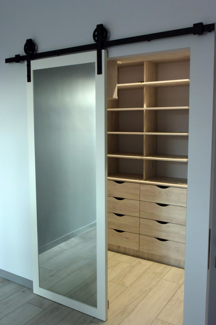 barn door to the dressing room