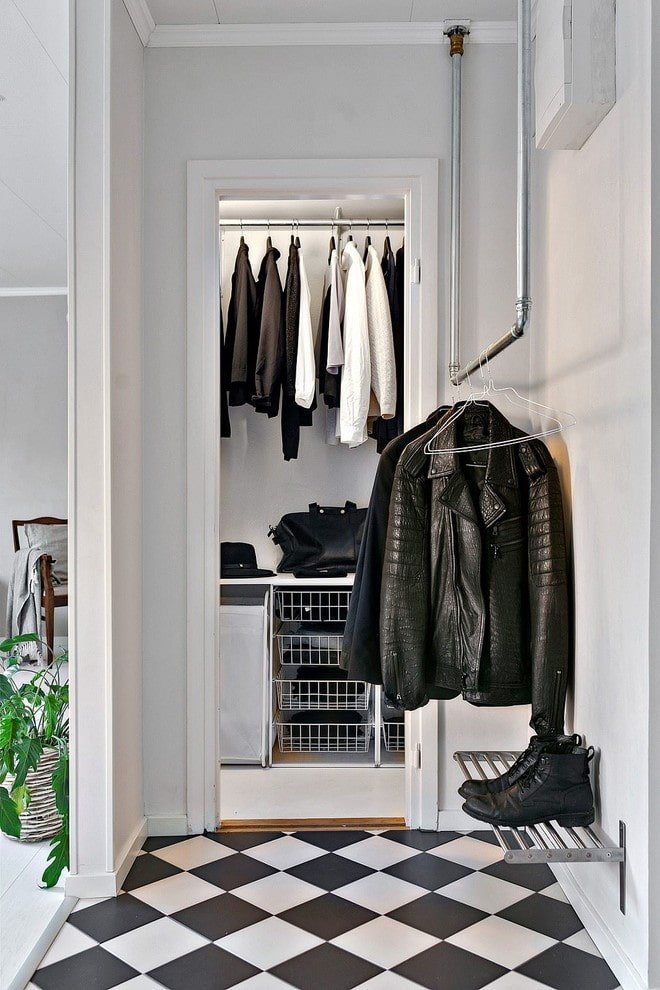 internal filling of the wardrobe in the hallway
