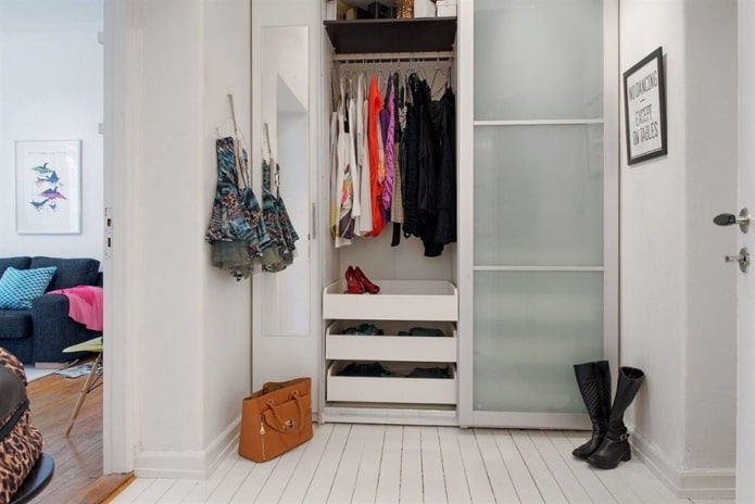 wardrobe in the interior of a small hallway