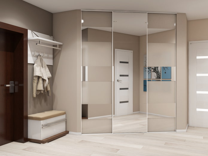 dressing room in the corner of the hallway interior