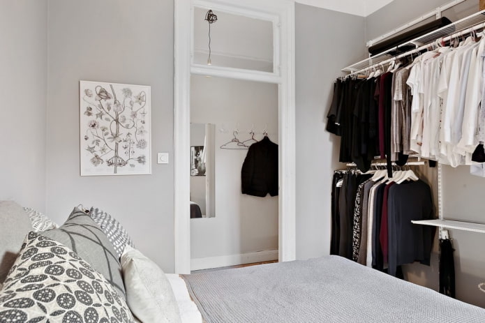 open wardrobe in the bedroom interior