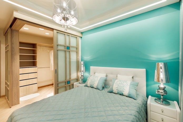 corner wardrobe in the bedroom interior