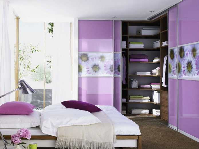 corner dressing room in the bedroom interior