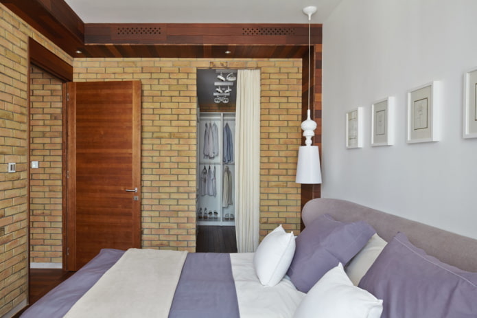 separate dressing room in the bedroom interior