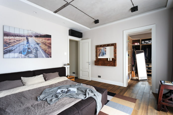 separate dressing room in the bedroom interior