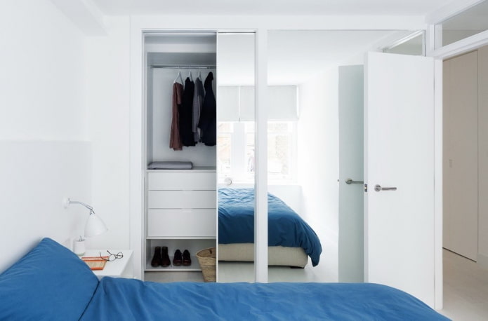 dressing room in the interior of a small bedroom
