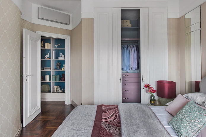 built-in wardrobe in the bedroom interior
