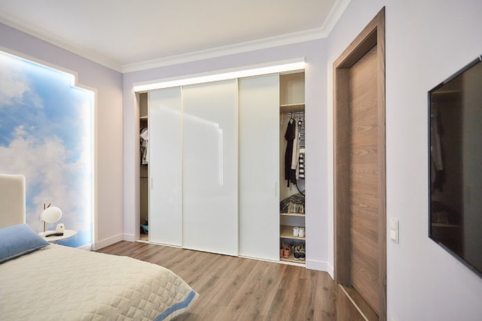 Built-in wardrobe in the bedroom interior
