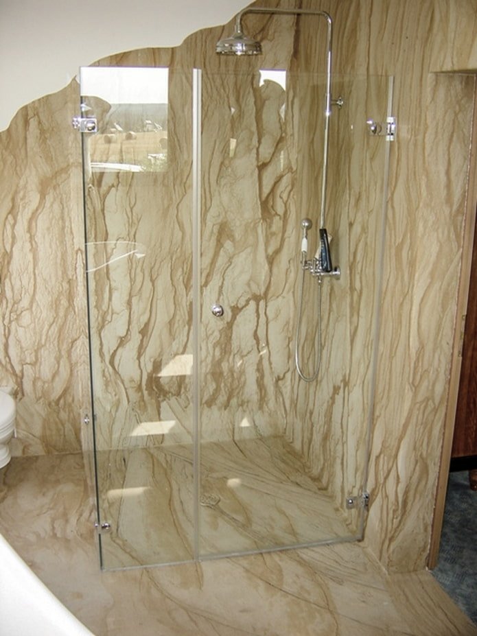 shower made of flexible stone