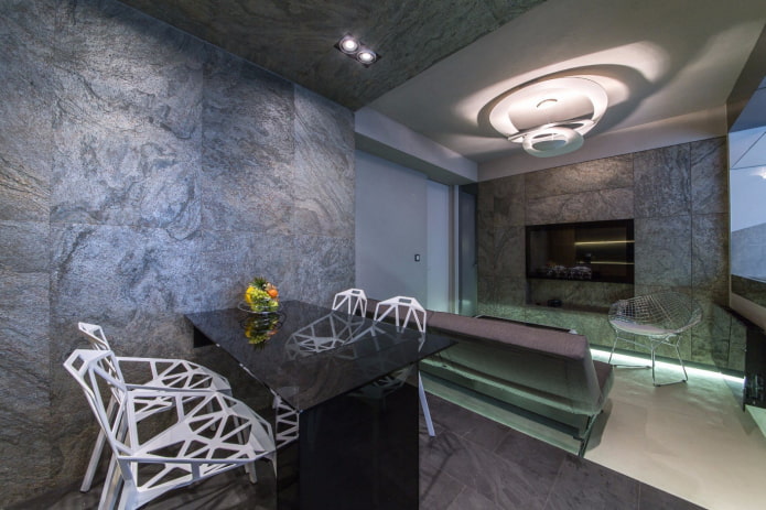 flexible stone in the living room