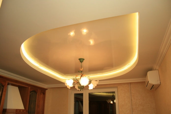plasterboard and stretch ceiling with backlight