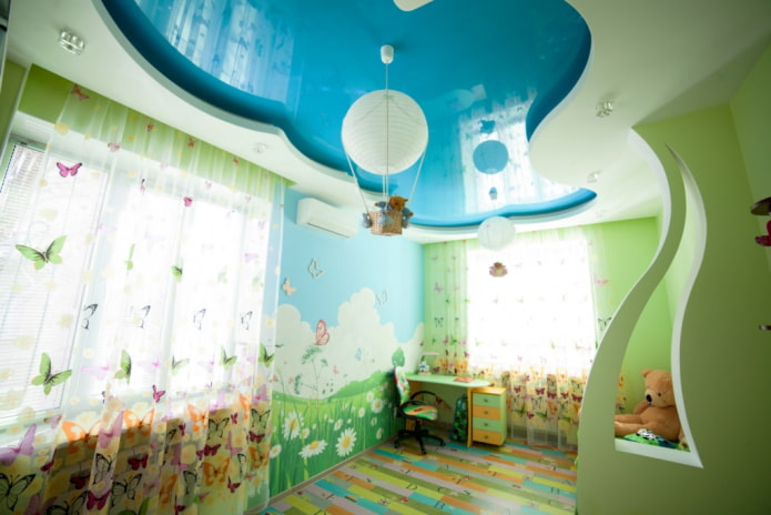 plasterboard construction with a stretched canvas in the nursery
