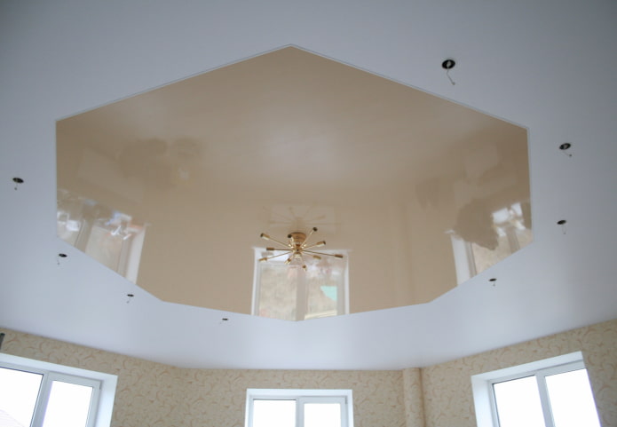 single-level plasterboard and tension structure