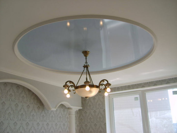 single-level plasterboard and tension structure