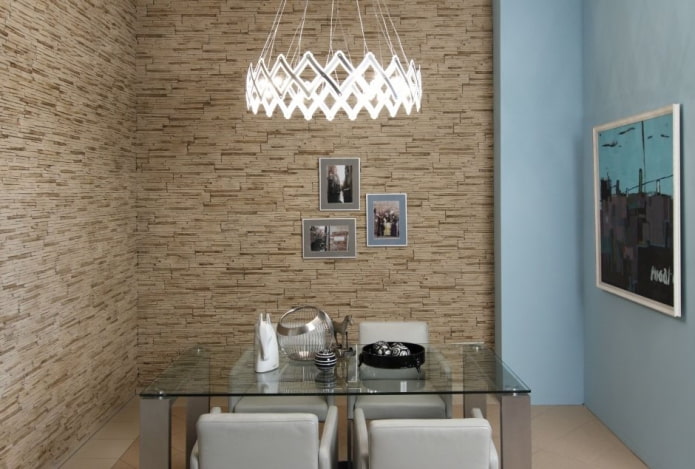 gypsum tiles imitating stone in the interior