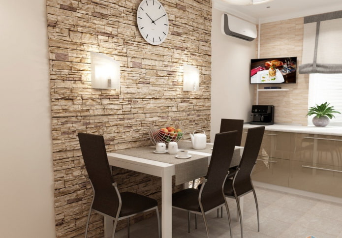 gypsum tiles imitating stone in the interior