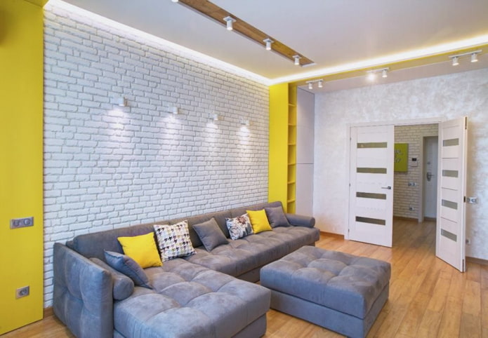 gypsum tiles in the living room interior