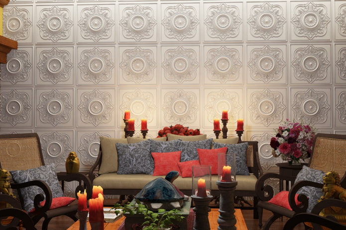 gypsum tile design in the interior