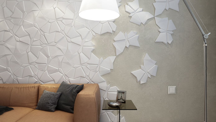 gypsum tiles of abstract form in the interior