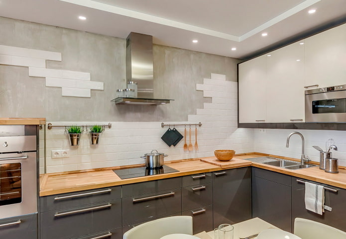 gypsum tiles in the kitchen interior