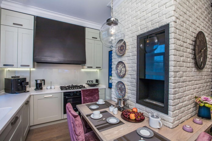 gypsum tiles in the kitchen interior