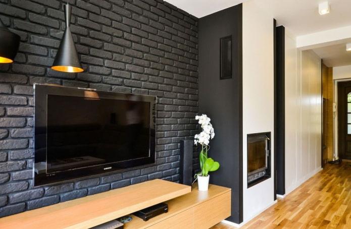 black gypsum tiles in the interior