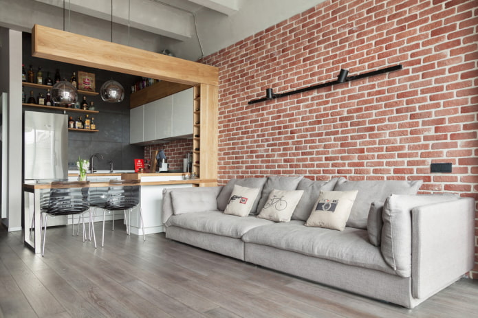 gypsum tiles in the interior in the loft style