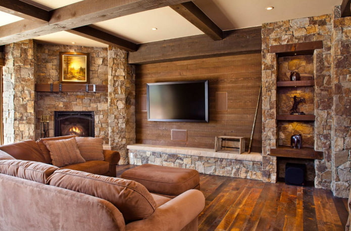 gypsum tiles in the interior in the rustic style
