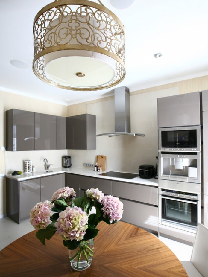 gray glossy kitchen