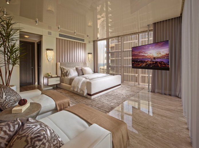 bedroom in beige tones