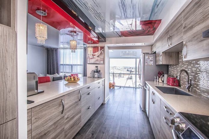 ceiling with a pattern in the kitchen