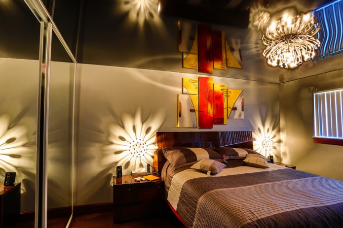 black ceiling in the bedroom
