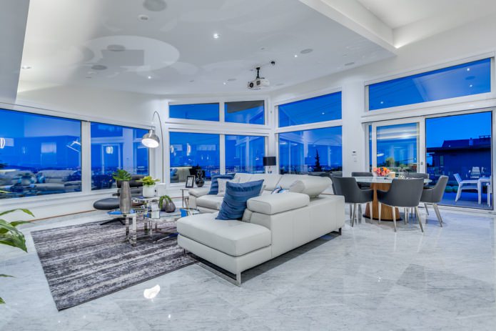 light tiles in the living room