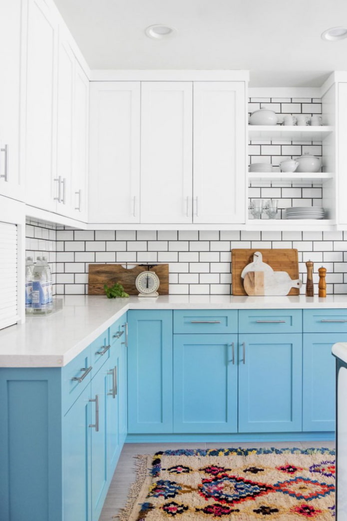 two-color blue kitchen