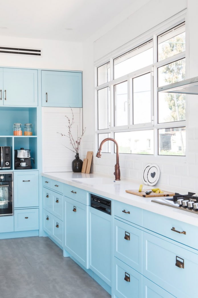 soft blue kitchen
