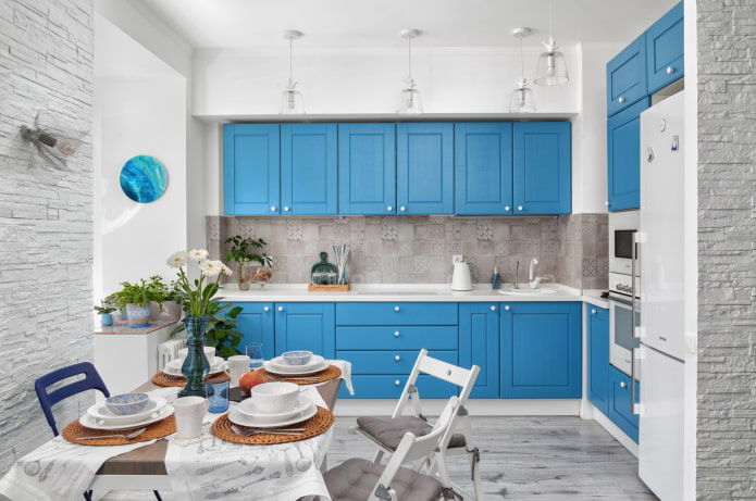 combination of white and blue in the interior