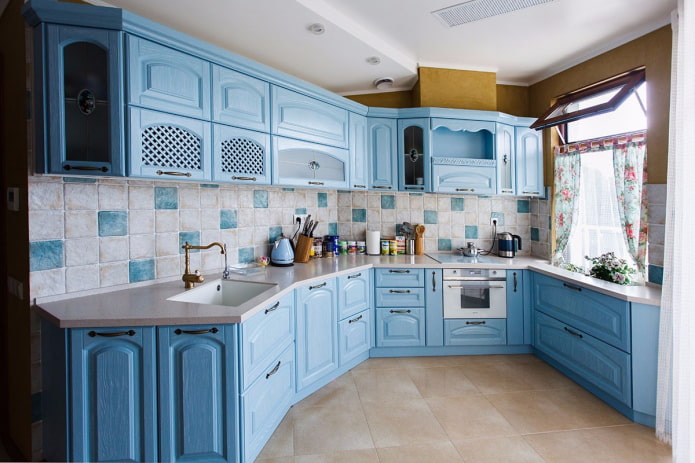 curtains above the countertop