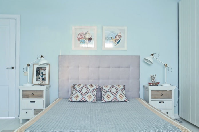 light blue walls in the bedroom