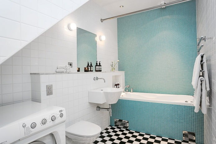 white and blue bathroom