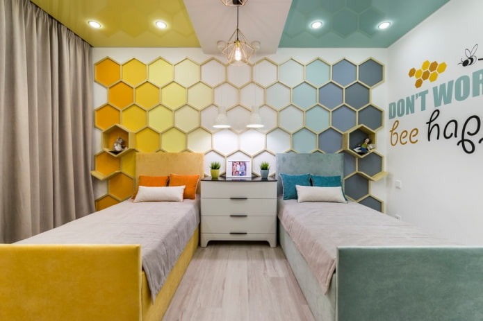 yellow and blue children's room interior
