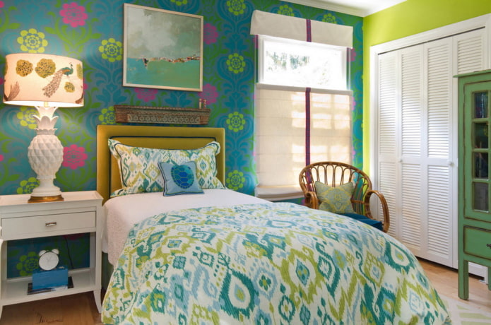 green and blue interior of a children's room