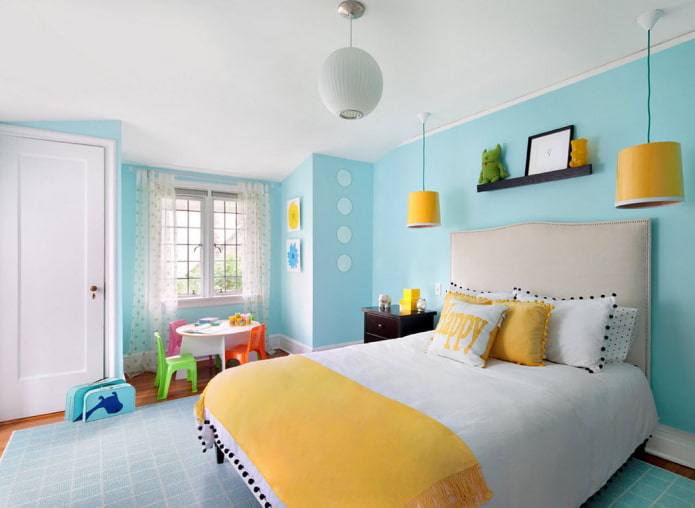 yellow and blue children's room interior