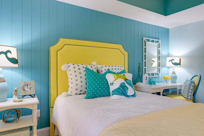 yellow and blue children's room interior