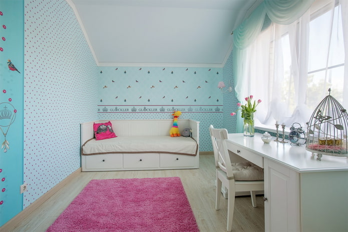 blue children's room in Provence style