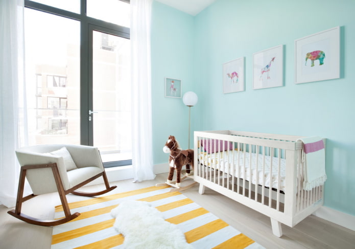 children's room interior design in blue tones