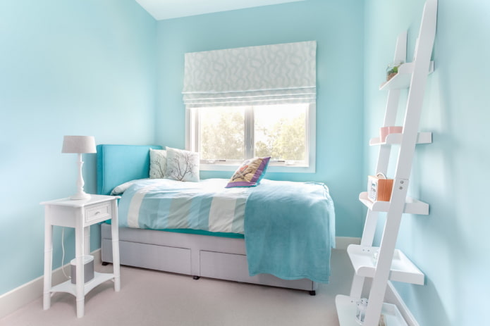 shades of blue in the interior of the children's room