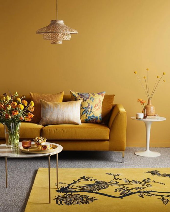 room in mustard tones