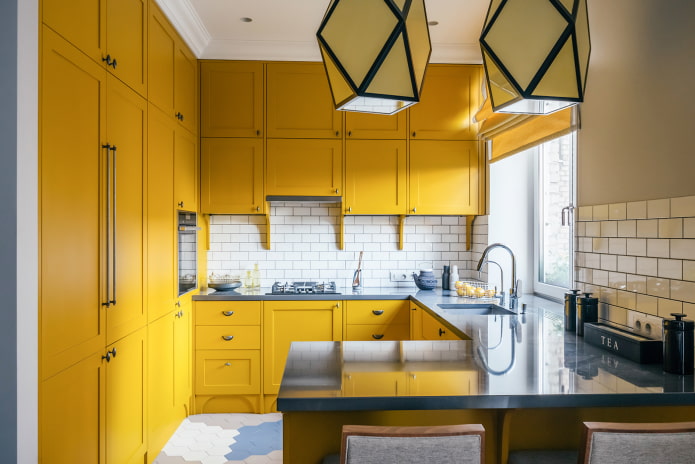 mustard kitchen set