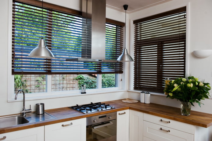 horizontal slats in the kitchen