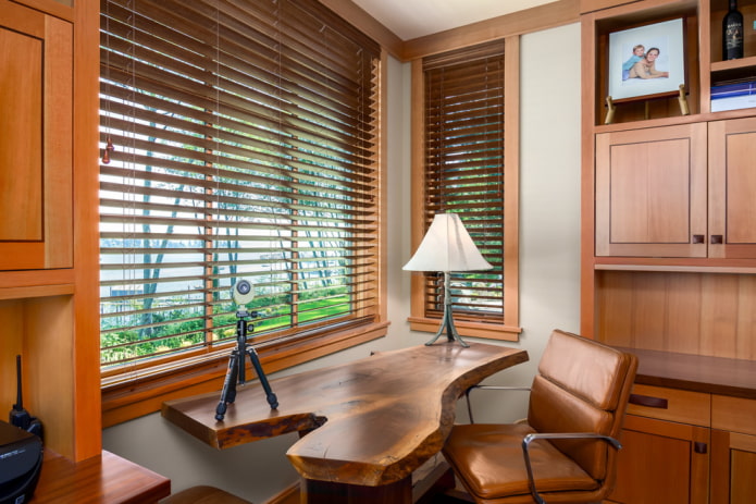 brown horizontal slats in the office